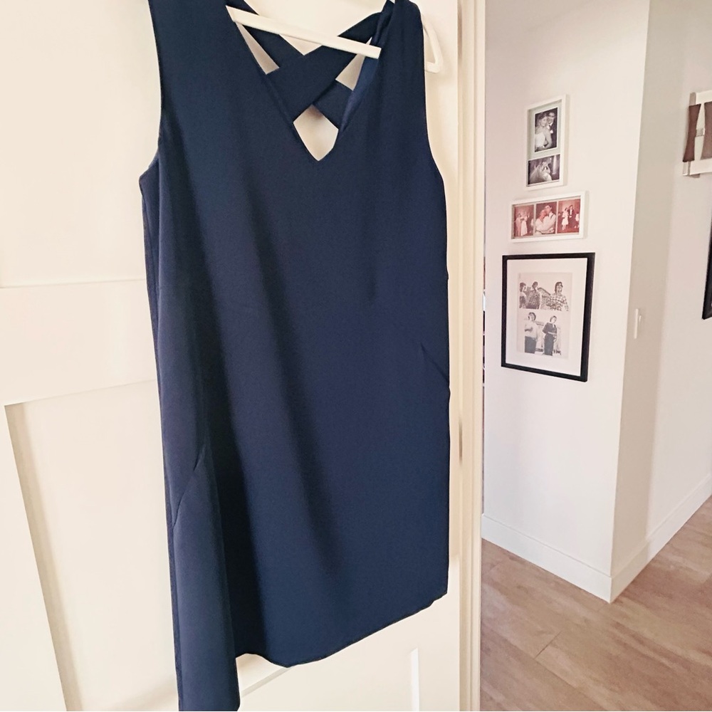 Navy Dress with Crisscross Back